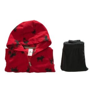 Carter’s 2-piece Red fleece jacket with moose print & gray fleece pants. 6months
